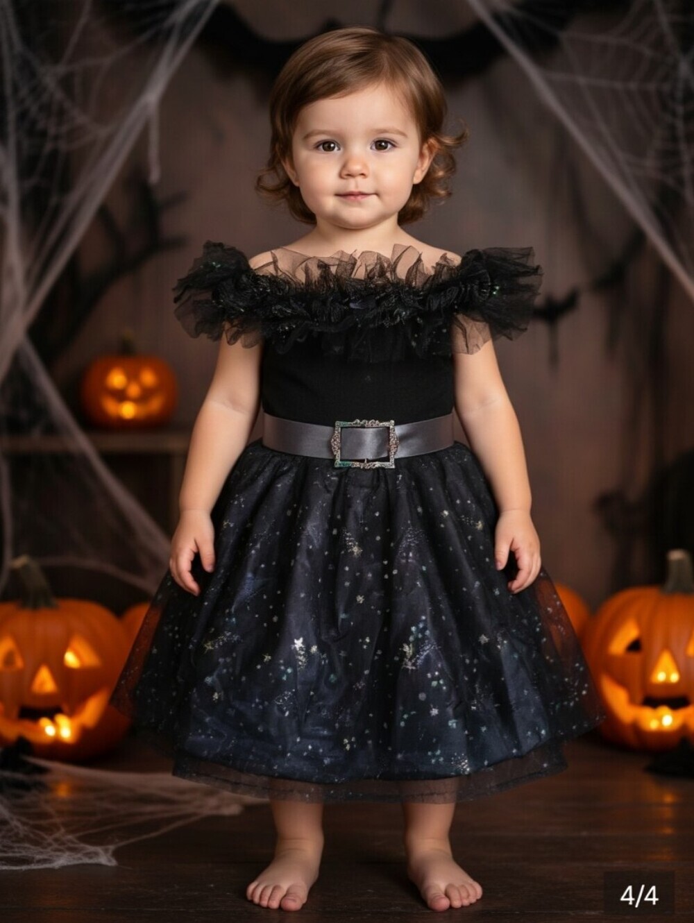 Spirit Black Star-Print Witch Costume Dresd Size S